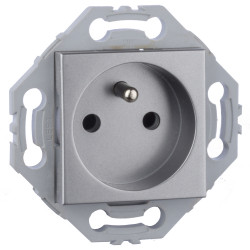 Prise 2P+T gris alu