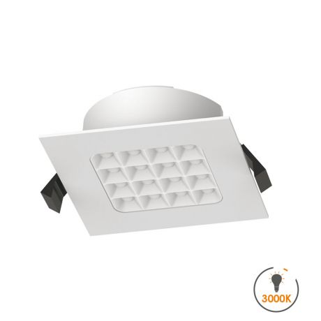 Spot à encastrer downlight carré à LED 10W - transformateur intégré - 3000K - 1000lm - 110x110mm