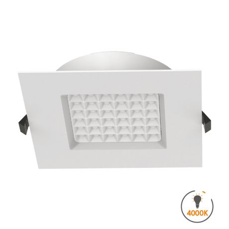 Spot à encastrer downlight carré à LED 18W - transformateur intégré - 4000K - 2000lm - 190x190mm