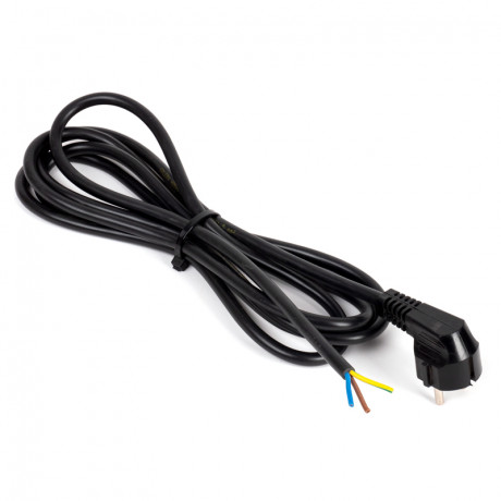 Cordon alimentation noir 3m avec câble de 3G1.5mm2 avec fiche 2P+T 16A moulée