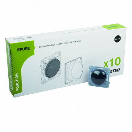 Lot de 10 Va et vient ou interrupteurs anthracite avec cache peinture EPURE