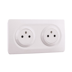 Bloc 2 Prises 2P+T 16A Affleurantes  blanc EPURE