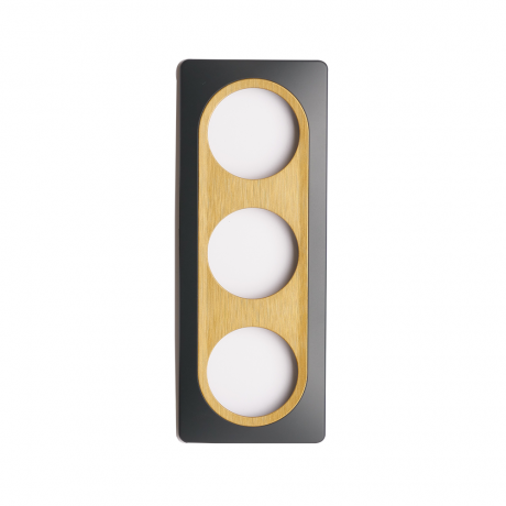 Plaque 3 postes anthracite avec insert bronze EPURE
