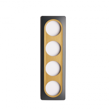 Plaque 4 postes anthracite avec insert bronze EPURE