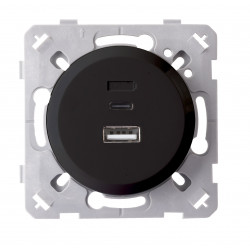 Prise chargeur USB et USB-C anthracite EPURE