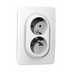 Prise double 2P+T 16A sur 1 poste  blanc EPURE