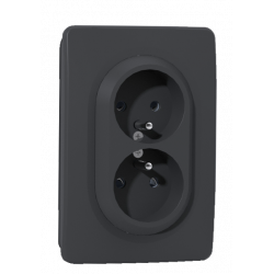 Prise double 2P+T 16A sur 1 poste anthracite EPURE