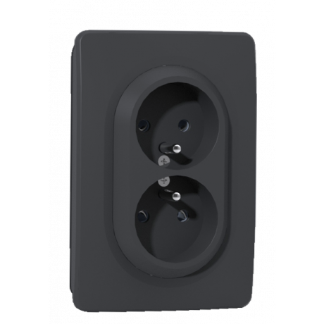 Prise double 2P+T 16A sur 1 poste anthracite EPURE