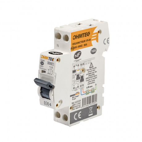Disjoncteur à vis 1P+N 16A 3kA Courbe C