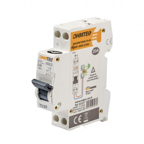 Disjoncteur à vis 1P+N 20A 4.5kA/6kA Courbe C