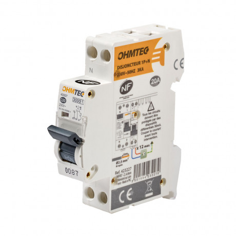 Disjoncteur à vis 1P+N 20A 3kA Courbe C