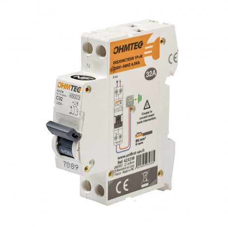 Disjoncteur à vis 1P+N 32A 4.5kA/6kA Courbe C