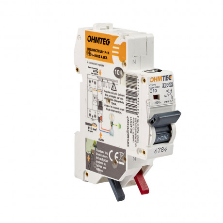 Disjoncteur automatique 1P+N 10A 4,5kA Courbe C