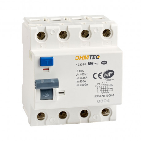 Interrupteur différentiel 3P+N 6kA, 40A type AC