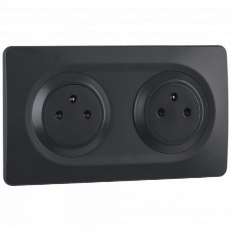 Bloc 2 Prises 2P+T 16A Affleurantes anthracite EPURE