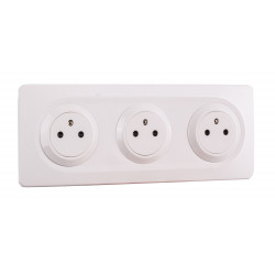 Bloc 3 Prises 2P+T 16A Affleurantes  blanc EPURE