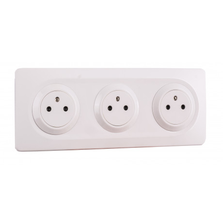 Bloc 3 Prises 2P+T 16A Affleurantes  blanc EPURE