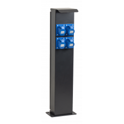 Potelet 80cm de camping avec fenêtre arrière 4 prises CEE 16A et protection électrique