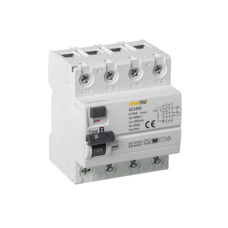 Interrupteur différentiel 3P+N 6kA, 63A 300mA type B